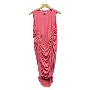 Athleta Ruched Side Fitted Stella Tank Dress In Coral Pink size Medium